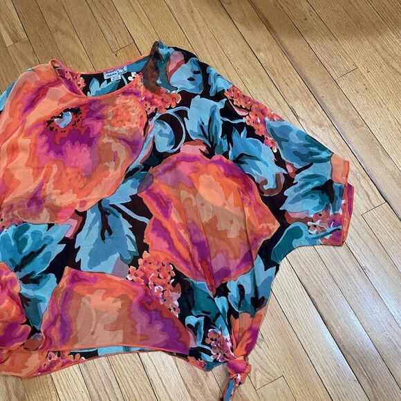 Vintage Floral Tunic Kimono Top ONE SIZE Champagne Collection All That Glitters - Picture 2 of 12